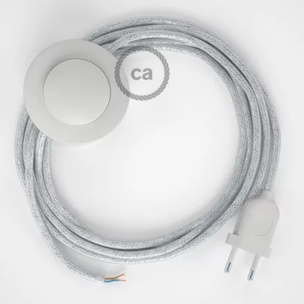 Creative Cables textil lámpakábel Vezetékelés Talapzat, RL01 csillogó fehér műselyem 3 m. Ki a CABPBTORL01