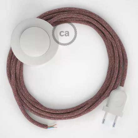 Creative Cables textil lámpakábel Vezetékelés Talapzat, RS83 Piros Pamut és Természetes Lenvászon 3 m. CABPBTORS83