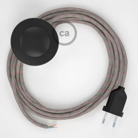 Creative Cables kapcsoló Bekötési talapzat, RD51 Ősi rózsaszín csíkos pamut és natúr vászon CABPTORD51