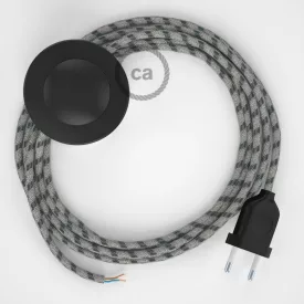   Creative Cables kapcsoló Bekötési talapzat, RD54 antracitcsíkos pamut és natúr vászon 3 m. CABPTORD54