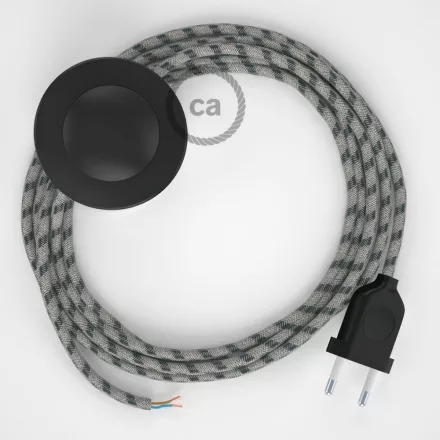 Creative Cables kapcsoló Bekötési talapzat, RD54 antracitcsíkos pamut és natúr vászon 3 m. CABPTORD54