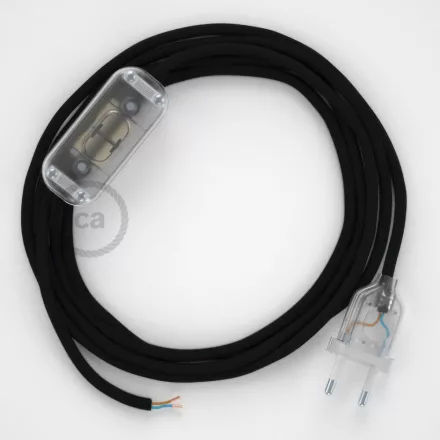 Creative Cables kapcsoló Lámpa huzalozás, RM04 Black Rayon 1,80 m. Válassza ki a CABTTO062 fekete