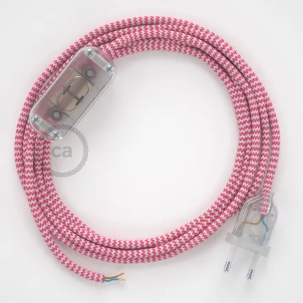 Creative Cables kapcsoló Lámpa huzalozás, RZ08 Fukszia ZigZag Rayon 1,80 m. Válassza ki CABTTO106