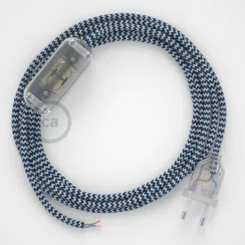   Creative Cables kapcsoló Lámpa huzalozás, RZ12 Blue ZigZag Rayon 1,80 m. Válassza ki CABTTO110