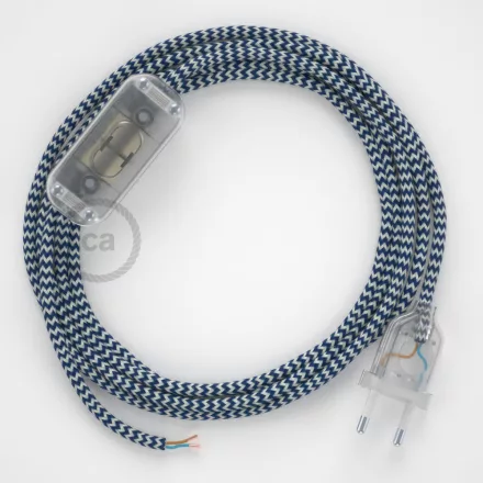 Creative Cables kapcsoló Lámpa huzalozás, RZ12 Blue ZigZag Rayon 1,80 m. Válassza ki CABTTO110