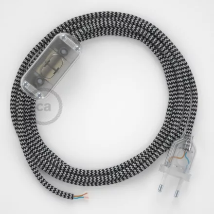 Creative Cables kapcsoló Lámpa vezetékezés, RZ04 Fekete ZigZag Rayon 1,80 m. Válassza ki CABTTO112