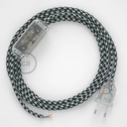Creative Cables kapcsoló Lámpa huzalozás, RP04 fehér-fekete kéttónusú műselyem 1,80 m. Válassza ki CABTTO212