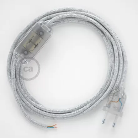 Creative Cables kapcsoló Lámpa huzalozás, RL01 Sparkly White Rayon 1,80 m. Válassza ki CABTTO452 fehér