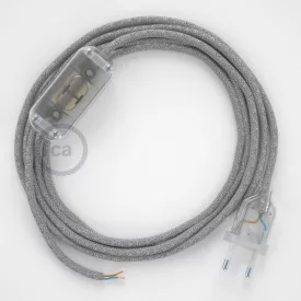   Creative Cables kapcsoló Lámpa huzalozás, RL02 Sparkly Silver Rayon 1,80 m. Válassza ki CABTTO453 ezüst