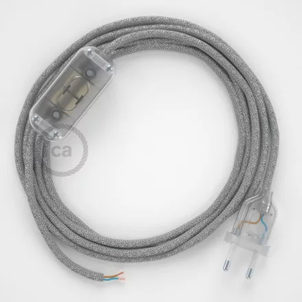 Creative Cables kapcsoló Lámpa huzalozás, RL02 Sparkly Silver Rayon 1,80 m. Válassza ki CABTTO453 ezüst
