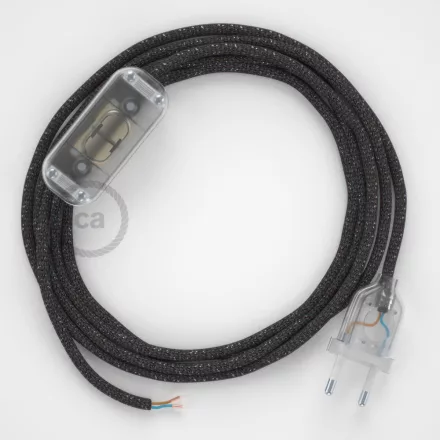 Creative Cables kapcsoló Lámpa huzalozás, RL03 Sparkly Grey Rayon 1,80 m. Válassza ki CABTTO455