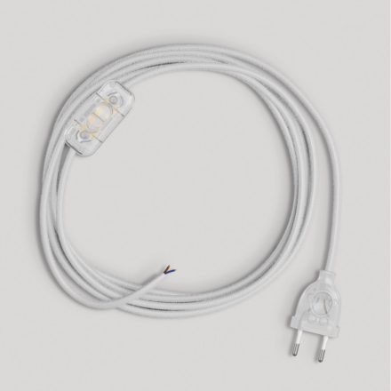 Creative Cables textil lámpakábel Lámpa vezetéke fehér pamut kábellel, 1,80 m CABTTORC01