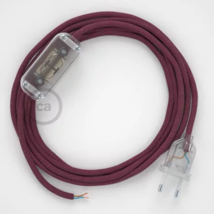 Creative Cables kapcsoló Lámpa huzalozás, RC32 Burgundy pamut 1,80 m. Válassza ki a CABTTORC32