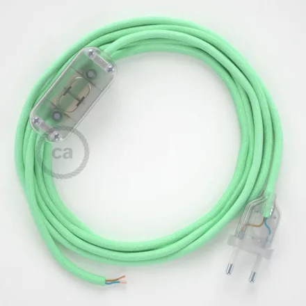 Creative Cables textil lámpakábel Lámpa vezetékek, RC34 tej és menta pamut 1,80 m. Válassza CABTTORC34