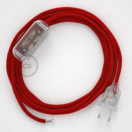 Creative Cables kapcsoló Lámpa bekötése, RC35 Tűzpiros pamut 1,80 m. Válassza ki a CABTTORC35