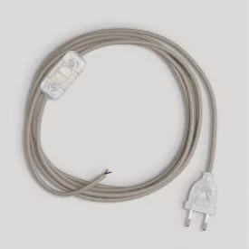   Creative Cables textil lámpakábel Lámpa vezetéke galambszürke pamut kábellel, 1,80 m CABTTORC43