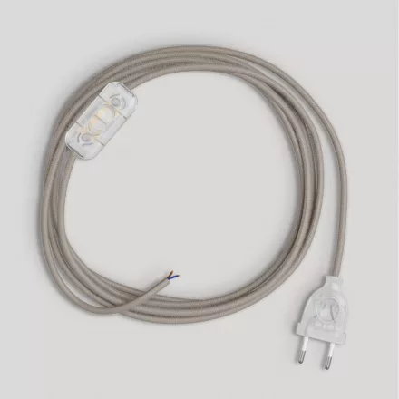 Creative Cables textil lámpakábel Lámpa vezetéke galambszürke pamut kábellel, 1,80 m CABTTORC43