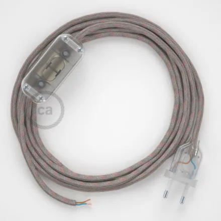 Creative Cables kapcsoló Lámpa huzalozás, RD51 Ancient Pink Stripes pamut és natúr vászon CABTTORD51