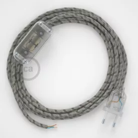   Creative Cables kapcsoló Lámpa huzalozás, RD53 Bark Stripes pamut és natúr len 1,80 CABTTORD53