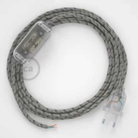 Creative Cables kapcsoló Lámpa huzalozás, RD53 Bark Stripes pamut és natúr len 1,80 CABTTORD53