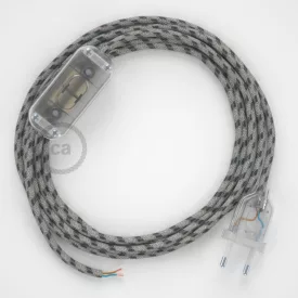   Creative Cables kapcsoló Lámpa huzalozás, RD54 Antracit csíkok pamut és natúr len 1,80 CABTTORD54