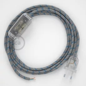   Creative Cables kapcsoló Lámpa huzalozás, RD55 Blue Steward Stripes pamut és natúr vászon CABTTORD55