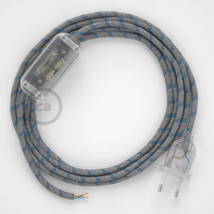 Creative Cables kapcsoló Lámpa huzalozás, RD55 Blue Steward Stripes pamut és natúr vászon CABTTORD55