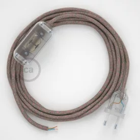  Creative Cables kapcsoló Lámpa huzalozás, RD61 Ancient Pink Diamond pamut és természetes len CABTTORD61