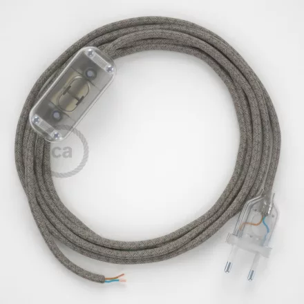Creative Cables textil lámpakábel Lámpa vezetékek, RD62 Thyme Green gyémánt pamut és natúr vászon CABTTORD62