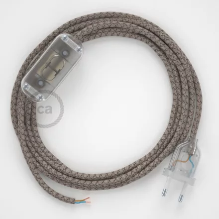 Creative Cables kapcsoló Lámpa huzalozás, RD63 Bark Diamond pamut és természetes len 1,80 CABTTORD63