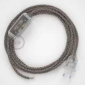   Creative Cables kapcsoló Lámpa huzalozás, RD64 antracit gyémánt pamut és natúr vászon 1,80 CABTTORD64
