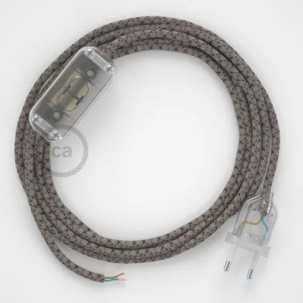 Creative Cables kapcsoló Lámpa huzalozás, RD64 antracit gyémánt pamut és natúr vászon 1,80 CABTTORD64