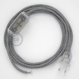   Creative Cables kapcsoló Lámpa huzalozás, RD65 Blue Steward gyémánt pamut és natúr vászon CABTTORD65