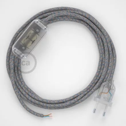 Creative Cables kapcsoló Lámpa huzalozás, RD65 Blue Steward gyémánt pamut és natúr vászon CABTTORD65