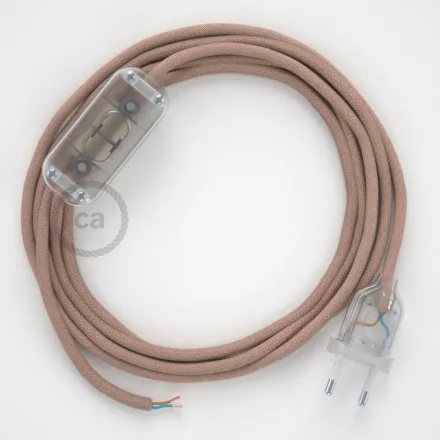 Creative Cables kapcsoló Lámpa huzalozás, RD71 Ancient Pink ZigZag pamut és természetes vászon CABTTORD71