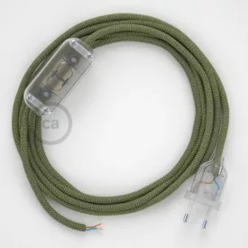   Creative Cables textil lámpakábel Lámpa vezetékek, RD72 Thyme Green Stripes pamut és natúr len CABTTORD72