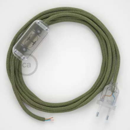 Creative Cables textil lámpakábel Lámpa vezetékek, RD72 Thyme Green Stripes pamut és natúr len CABTTORD72