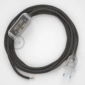   Creative Cables kapcsoló Lámpa huzalozás, RD74 Antracit ZigZag pamut és natúr vászon 1,80 CABTTORD74