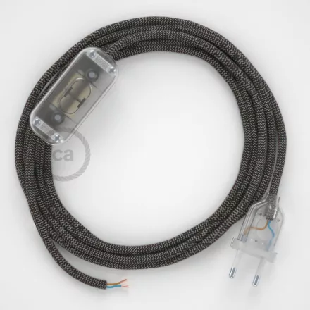 Creative Cables kapcsoló Lámpa huzalozás, RD74 Antracit ZigZag pamut és natúr vászon 1,80 CABTTORD74