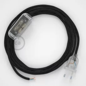   Creative Cables kapcsoló Lámpa huzalozás, RL04 Sparkly Black Rayon 1,80 m. Válassza ki CABTTORL04 fekete