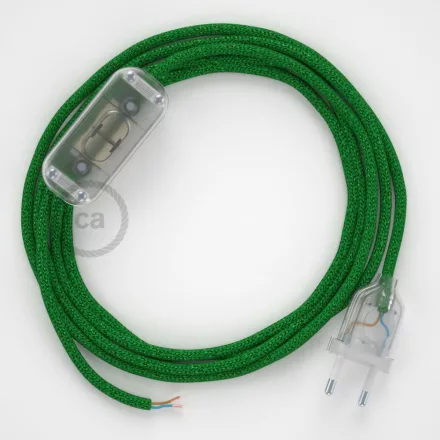 Creative Cables kapcsoló Lámpa huzalozás, RL06 Sparkly Green Rayon 1,80 m. Válassza ki CABTTORL06