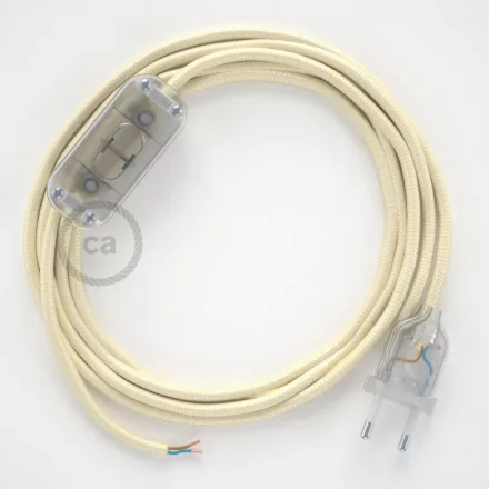 Creative Cables kapcsoló Lámpa huzalozás, RM00 Ivory Rayon 1,80 m. Válassza ki a CABTTORM00