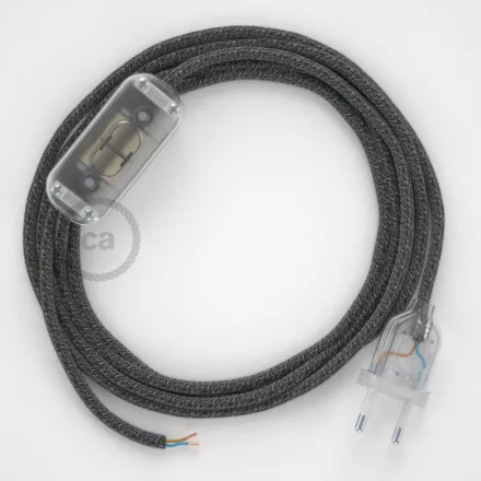 Creative Cables kapcsoló Lámpa huzalozás, RS81 fekete pamut és natúr vászon 1,80 m. CABTTORS81
