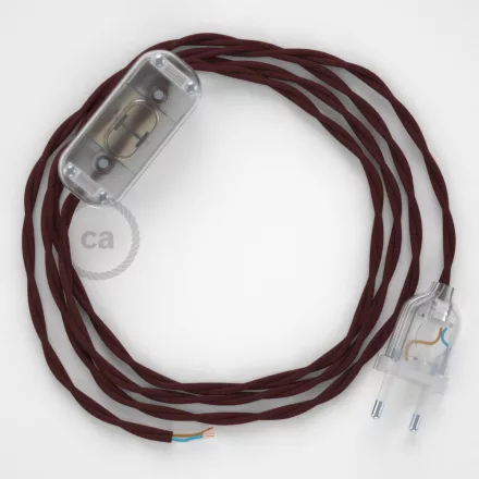 Creative Cables kapcsoló Lámpa huzalozás, TM19 Burgundy Rayon 1,80 m. Válassza ki a CABTTOTM19