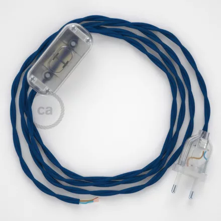 Creative Cables kapcsoló Lámpa huzalozás, TM12 Blue Rayon 1,80 m. Válassza ki a CABTTR010