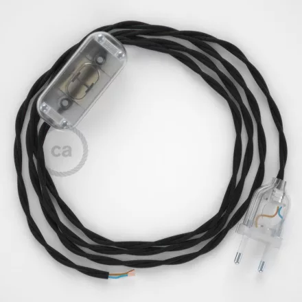 Creative Cables kapcsoló Lámpa huzalozás, TM04 Black Rayon 1,80 m. Válassza ki a CABTTR012 fekete