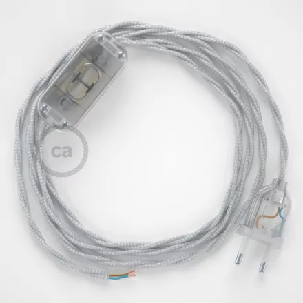 Creative Cables kapcsoló Lámpa huzalozás, TM02 Ezüst Rayon 1,80 m. Válassza ki a CABTTRARG