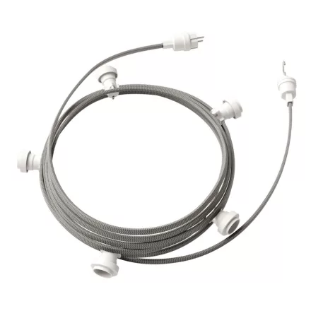 Creative Cables design lámpa Kész használatra 7,5 m-es Lumet fényfüzér készlettel, 5 fehér lámpatartóval, CATE27B075CZ04