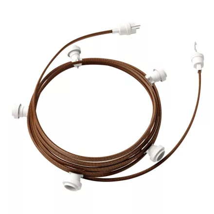 Creative Cables design lámpa Kész használatra 7,5 m-es Lumet fényfüzér készlettel, 5 fehér lámpatartóval, CATE27B075CZ22