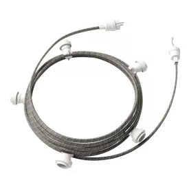   Creative Cables design lámpa Kész használatra 7,5 m-es Lumet fényfüzér készlettel, 5 fehér lámpatartóval, CATE27B075ECC37
